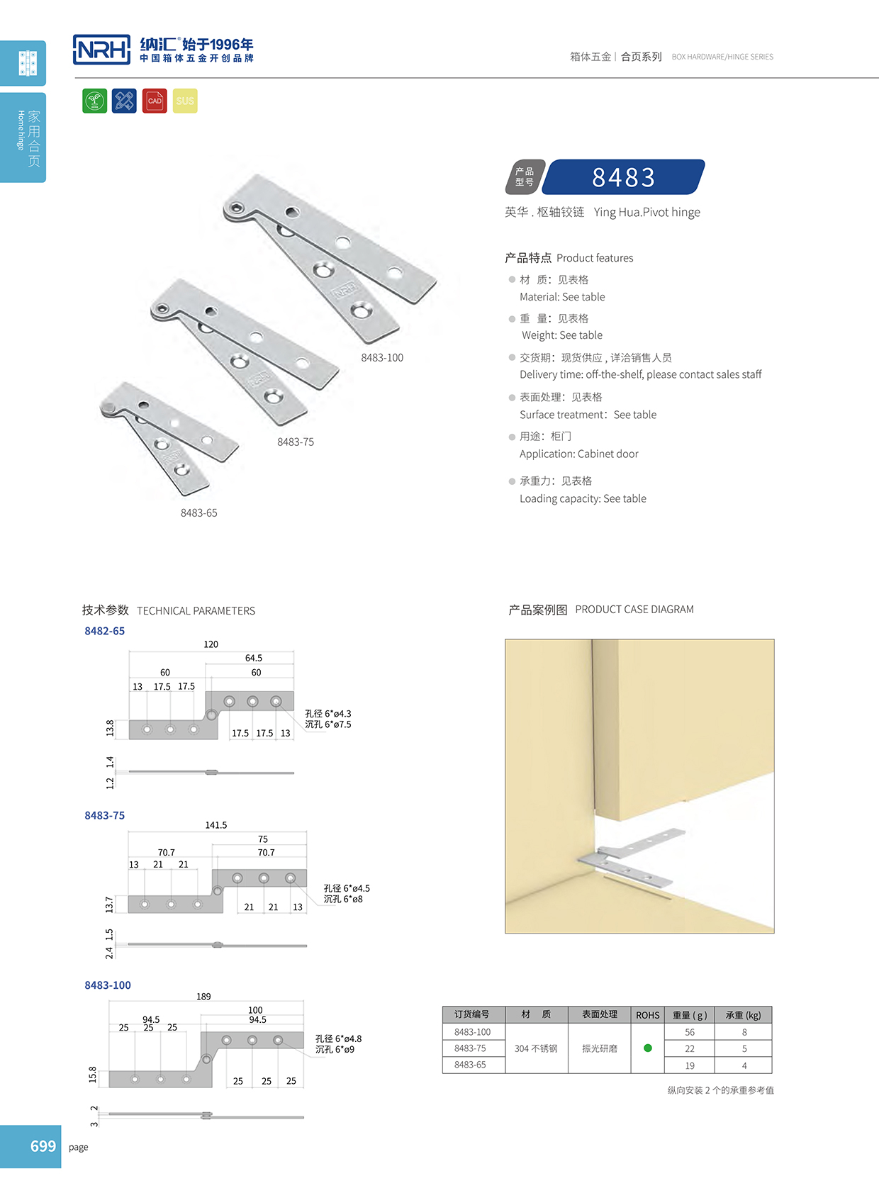  午夜AV福利影视/NRH 8483-75 平板铰链